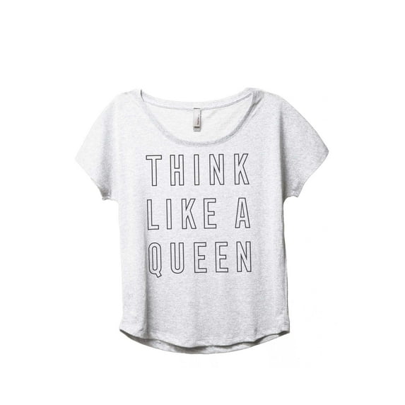 Think Like A Queen Women's Fashion Slouchy Dolman T-Shirt Tee Heather White Small