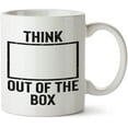 thumbnail image 1 of Think Out Of The Box White Mug Novelty Mug 11 Oz Coffee Tea Funny For Women Men Ceramic White Great Gift Idea Cup, 1 of 5