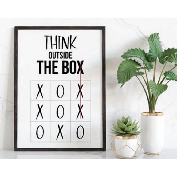Think Outside The Box Wall Art Print With Motivational Saying And Office Decor
