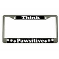 thumbnail image 1 of Think Pawsitive Paw Cat Dog Pet Style Metal License Plate Frame Personalized/Car Accessories Car Tag Holder Cover (Chrome/Black/White), 1 of 2