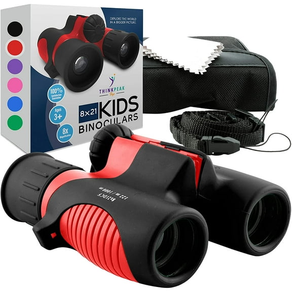 Think Peak Toys Binoculars for Kids High Resolution 8x21, Red