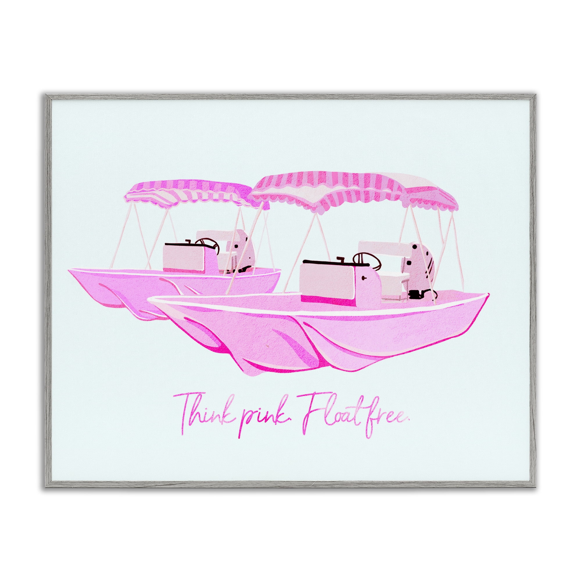 Think Pink Float Free Boats Gray Framed Giclee Art, design by Ziwei Li