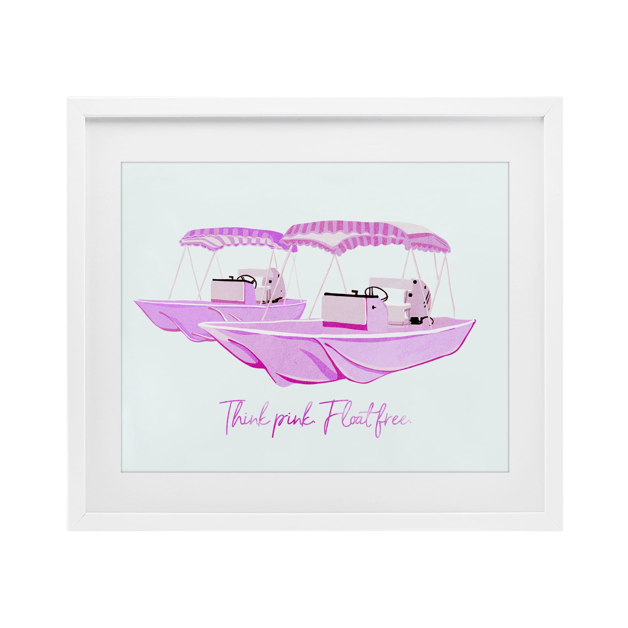 Think Pink Float Free Boats White Framed Print Under Glass, design by Ziwei Li