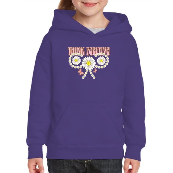 Think Positive Daisies Hoodie Juniors -Image by Shutterstock, Large
