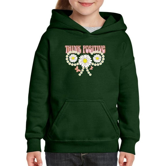 Think Positive Daisies Hoodie Juniors -Image by Shutterstock,  Large