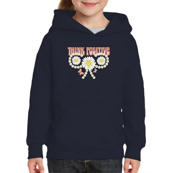 Think Positive Daisies Hoodie Juniors -Image by Shutterstock, Large