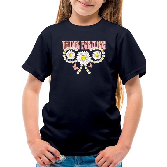 Think Positive Daisies T-Shirt Juniors -Image by Shutterstock, x-Large