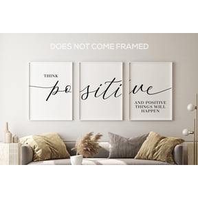 Think Positive Minimalist Quote Poster Print Set Wall Decor Set 3, Poster Only
