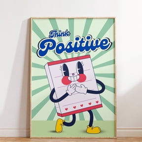 Think Positive Wall Art Print Retro Wall Art Wall Decor Retro Poster Trendy Poster Gift For Her
