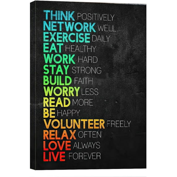 Think Positively Mindset Motivational Canvas Wall Art -Inspirational Office Wall Art Poster Quotes - Canvas Artwork Picture Print Framed for Home Office Bathroom Bedroom Wall Decor-16 x20