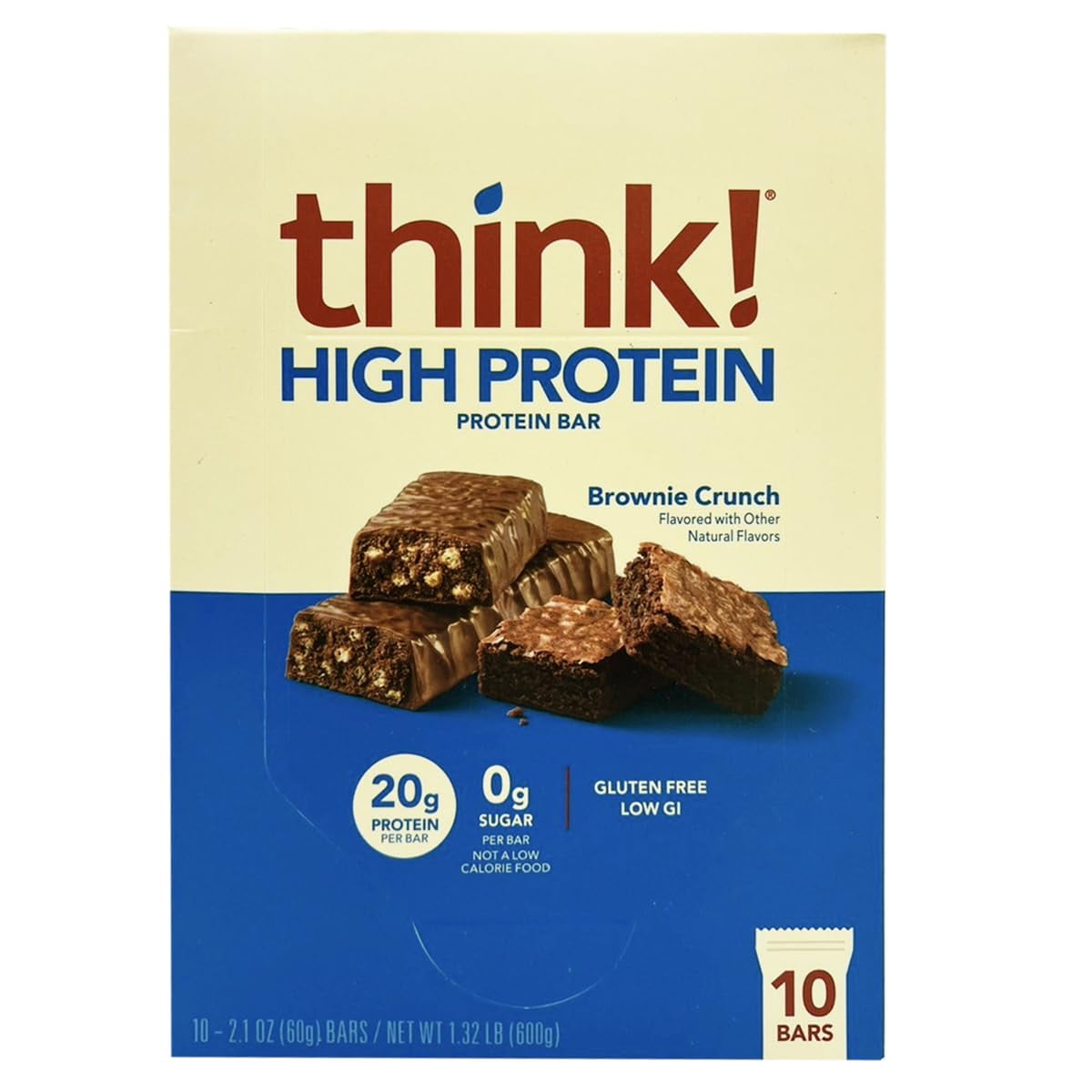 Think Products ThinkThin Bar Brownie Crunch AIS1- 10 Bars