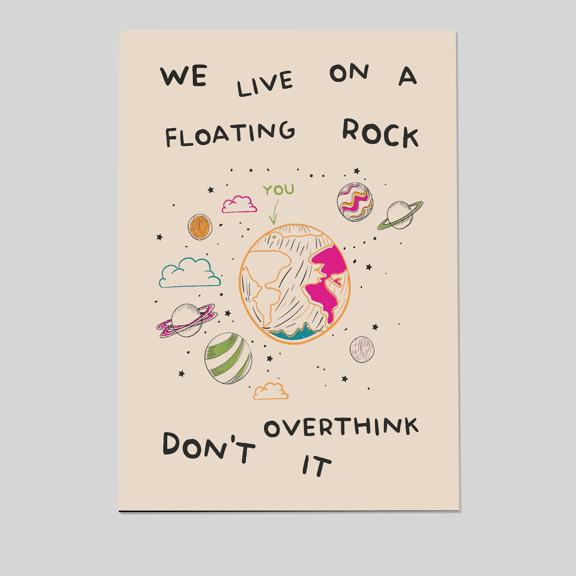 Don't Over Think It Quote Print | Girly Pink Preppy Printable Dorm Room Art | Trendy Inspirational & Motivational Typography Full Size 24''x36'' The Golden Shop