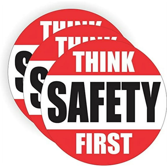 Think Safety First Hard Hat Sticker / Helmet Decal Label Lunch Tool Box | Size: 2" Diameter | Set of 3 Stickers!
