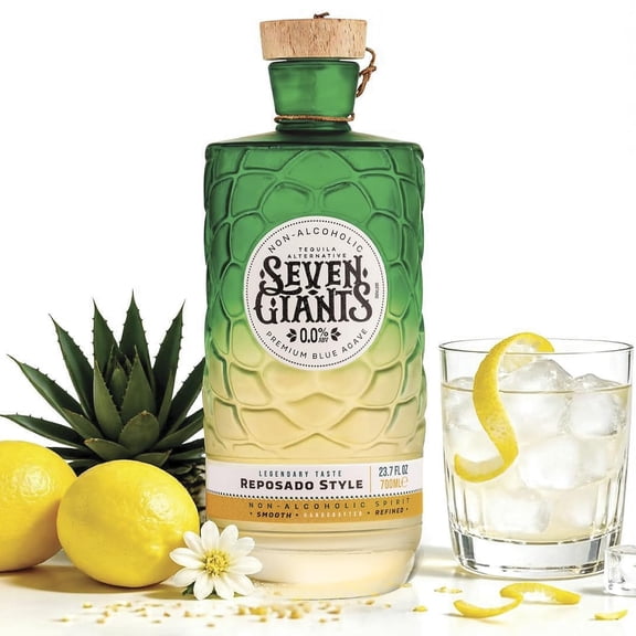 Seven Giants Non Alcoholic Tequila Alternative, Reposado Style Non- Alcoholic Spirit, 700 mL by Think