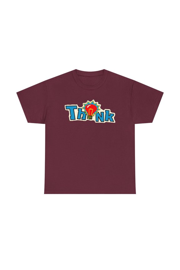 Think Skate Classic Logo Red Bulb 90s 00s Board Retro T Shirt Print - Maroon / M