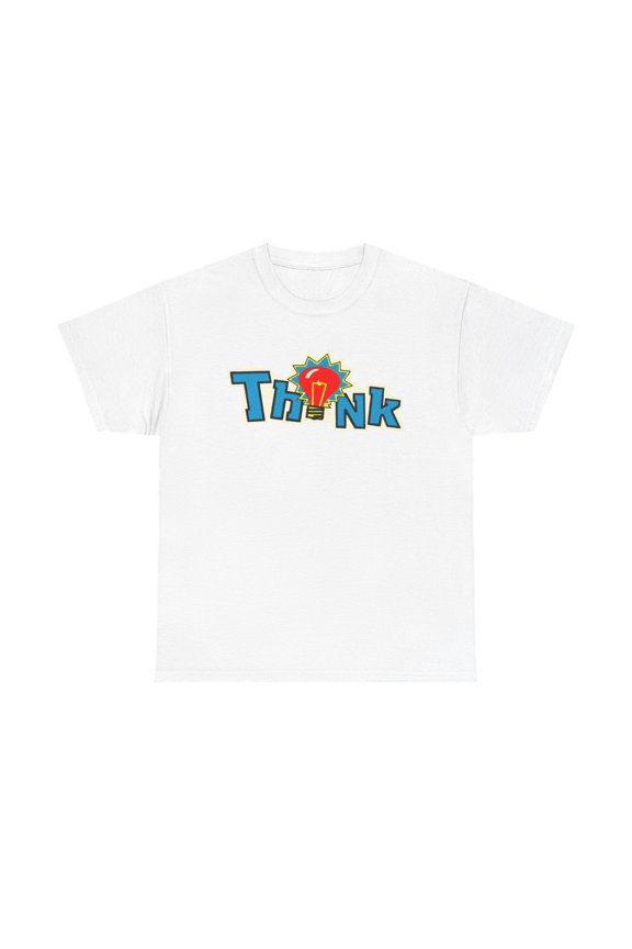 Think Skate Classic Logo Red Bulb 90s 00s Board Retro T Shirt Print - White / L