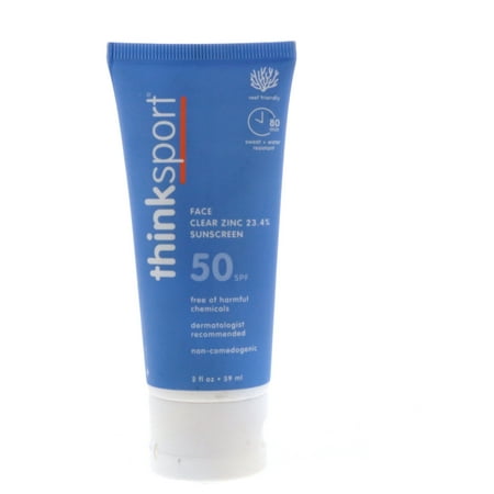 think Thinksport®, Face Clear Zinc Oxide Sunscreen, SPF 50, Fragrance Free, 2 fl oz (59 ml)