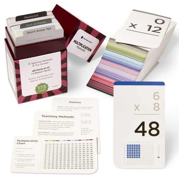Think Tank Scholar - 173 Multiplication Flash Cards - Learning All Facts 0-12 (3.1" x 5.2")