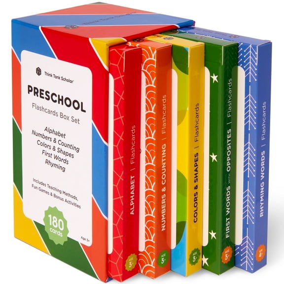 Think Tank Scholar 180 Preschool Learning Flash Cards Alphabet Numbers Colors & Shapes (3.1" x 5.2")