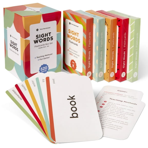 Think Tank Scholar 520 Sight Words Learning Flash Cards (Award-Winning) Size 3.2” x 5.3” Dolch & Fry