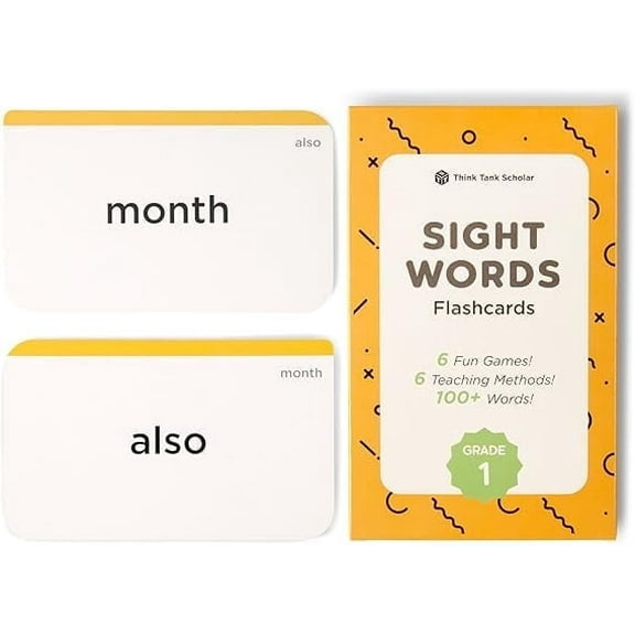 Think Tank Scholar Sight Words Flash Cards for First Grade Student Learning Large Size (3.2”x5.3”)
