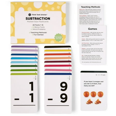 Think Tank Scholar Pocket Math Learn Substraction Flash Cards (All Facts 1-12) Size: 3.7" x 2.5"