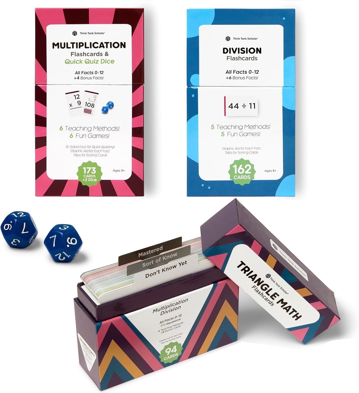 Think Tank Scholar, Math Flash Cards, Multiplication and Division Set ...