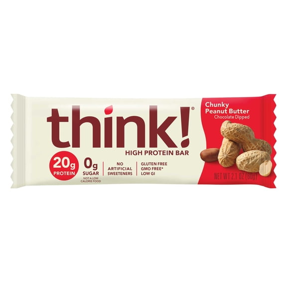 Think Thin Chunky Peanut Butter Bar, 2.1 Ounce -- 120 per case.