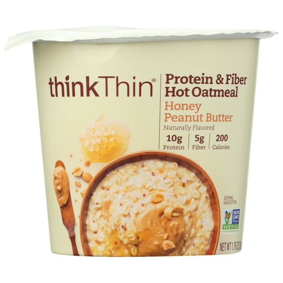 Think! Thin Protein & Fiber Hot Oatmeal Honey Peanut Butter, 1.76 Oz