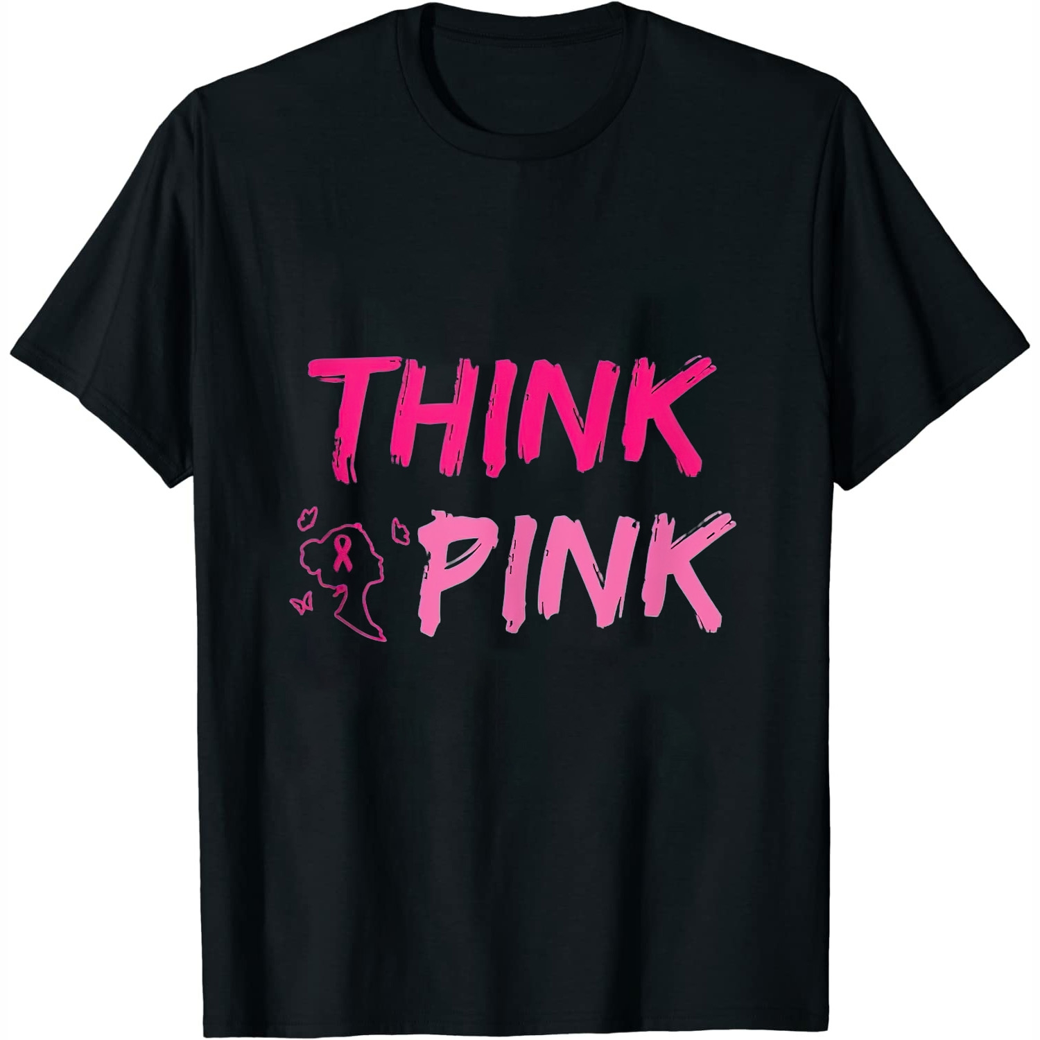 Think pink awareness design for breast cancer fighters T Shirt Black 4X ...