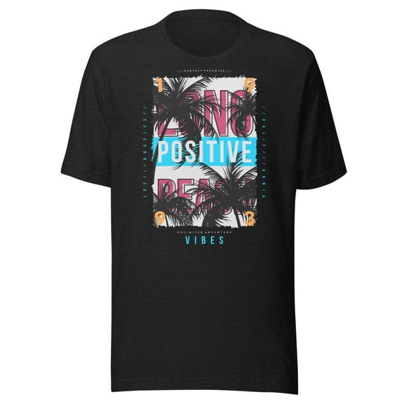 Think positive vibes Unisex t-shirt (Black Heather, XS)