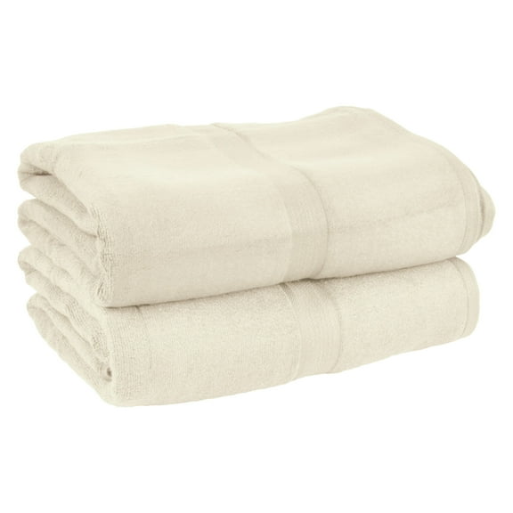 ThinkBamboo - Bamboo Towels Silky Soft Oversized Beach Towels - Extra Plush – Cream White - 1