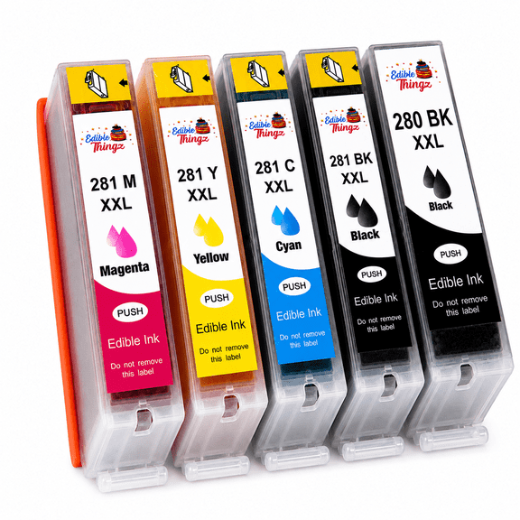 ThinkEdible Edible Ink Cartridge for Cake Decorations 280XXL 281XXL Ink for Printers 5 Pack