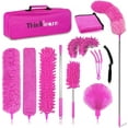 thumbnail image 1 of ThinkLearn Microfiber Dusters for Cleaning,14PCS Feather Dusters with Extension Pole,Bendable Washable and Extendable Duster for High Ceilings, Fans and Blinds House Cleaning Kit Pink Gift for Women, 1 of 6