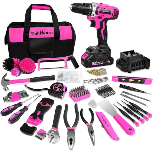 Generic Pink Tool Kit with 20V Cordless Drill 265in lbs Pink Drill Set for Women Lady s Home Tool Kit for DIY Walmart Business Supplies