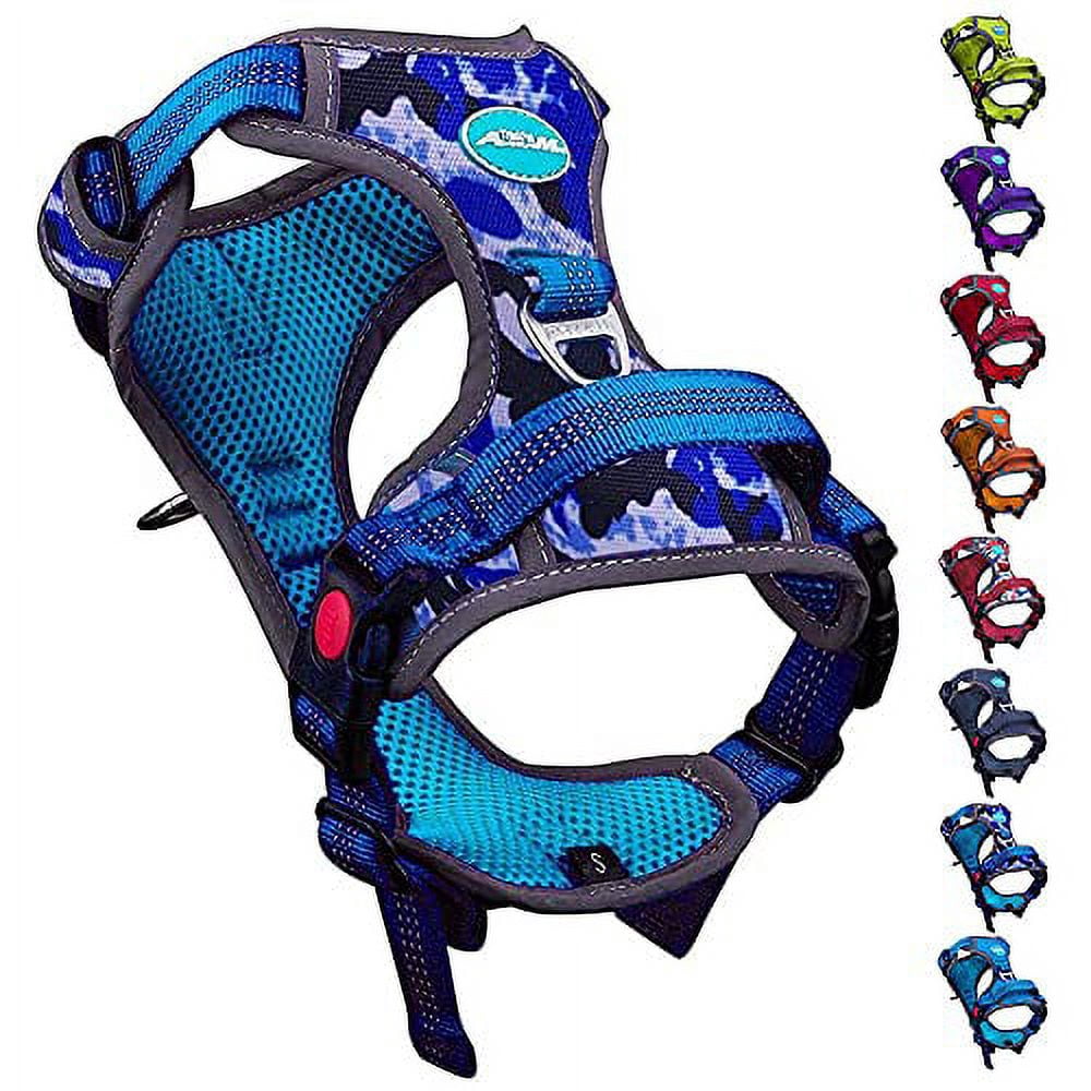 ThinkPet No Pull Harness Breathable Sport Harness with Handle-Dog Harnesses Reflective Adjustable for Medium Large Dogs,Back/Front Clip for Easy Control M Black