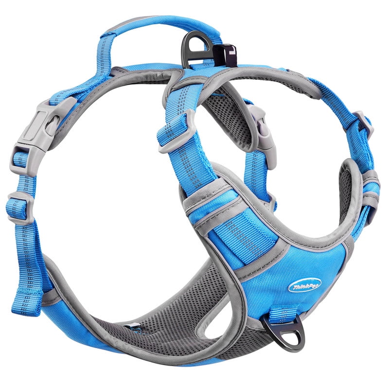 ThinkPet No Pull Harness Breathable Sport Harness with Handle-Dog Harnesses Reflective Adjustable for Medium Large Dogs,Back/Front Clip for Easy Control M Black