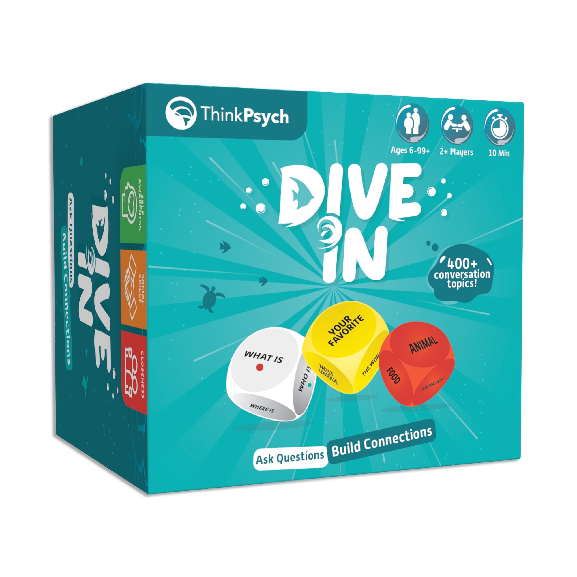 ThinkPsych Dive In – SEL Conversation Dice Game with 400+ Topics for Kids & Teens