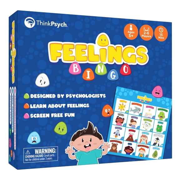 ThinkPsych Feelings Bingo Emotion Acting Game for Kids, Ages 5+