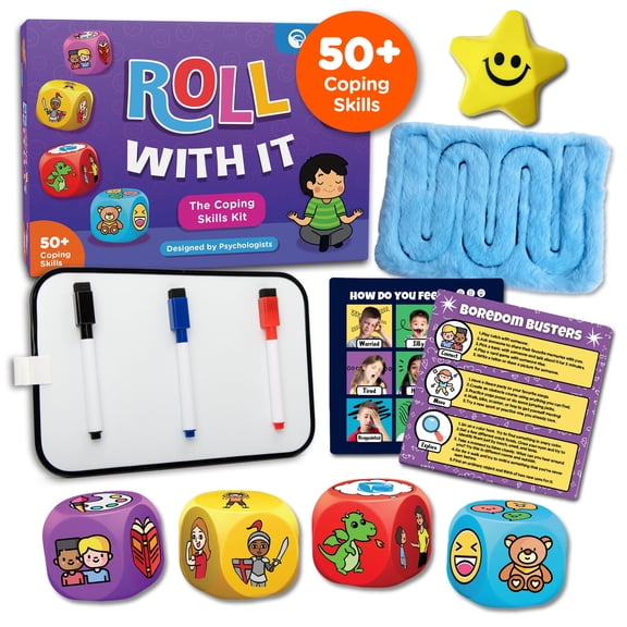 ThinkPsych Roll With It Coping Skills Kit  SEL, Anger & Anxiety Relief Toys for Kids Ages 5-12