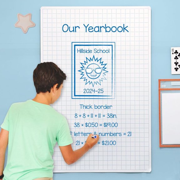 ThinkSpace Double-Sided Dry-Erase Poster Board Sheets: 1" Grid, 23" x 36" - 25 Sheets$$Office