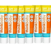 Thinkbaby Natural Mineral Baby Sunscreen SPF 50, 3oz, Reef Safe, 6 Pack
