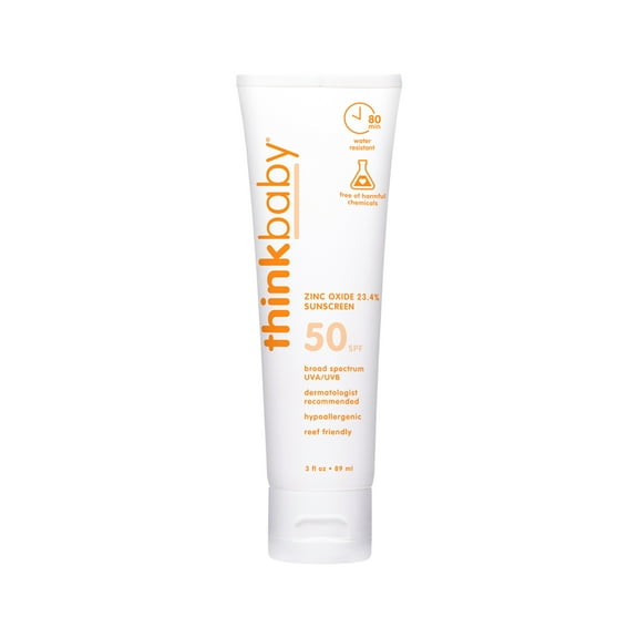 Thinkbaby Zinc Oxide 23.4% Mineral Sunscreen, SPF 50+, 3 Ounce, Water Resistant