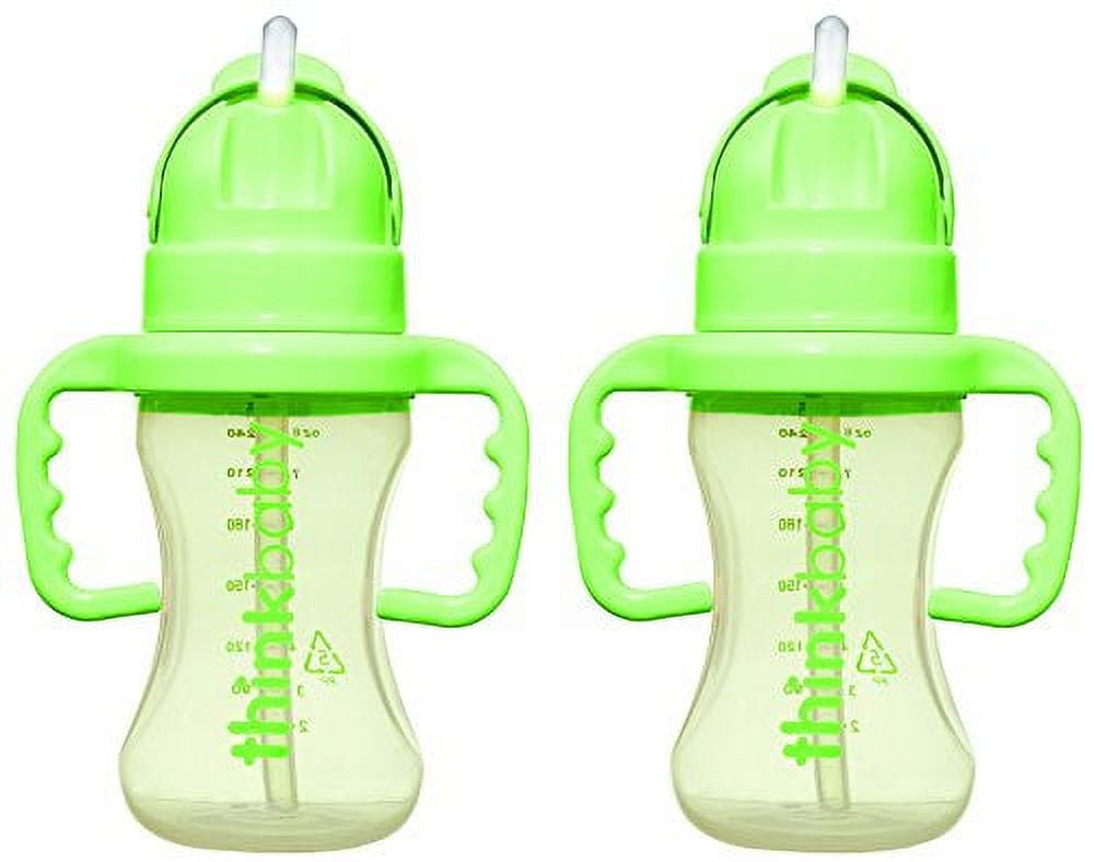 Thinkbaby Thinkster Straw Bottle Bundle 2 Items Two Light Green 9 Ounce Bo