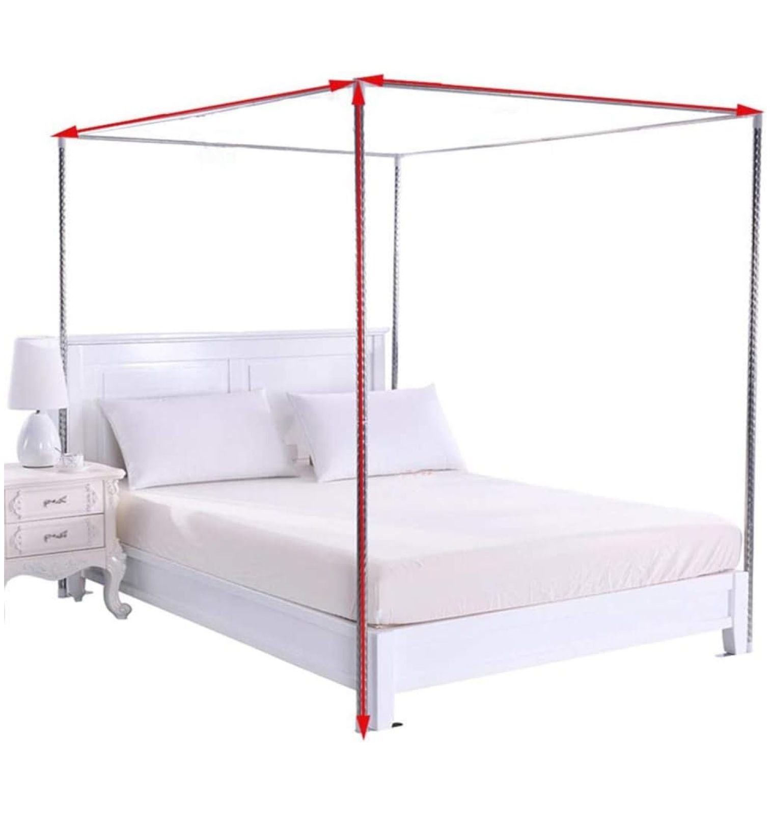 Thinken 4 Corner Stainless Steel Bedding Canopy Frame Post Fit for