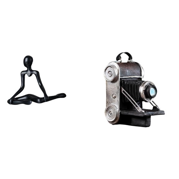 Thinker Abstract Sculpture Camera Statue Desktop Figurine Compact Resin Ornament for Living Room Bedroom