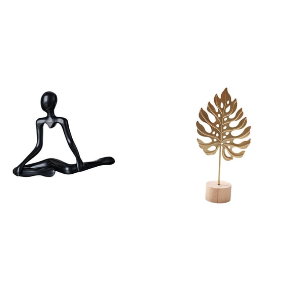 Thinker Abstract Sculpture Desktop Figurine Leaf Sculpture Sturdy Metal Base for Living Room Entryway Table