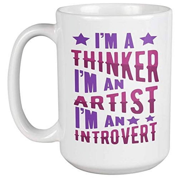 Thinker Artist Introvert Coffee & Tea Gift Mug for Nerdy, Men & Women (15oz)