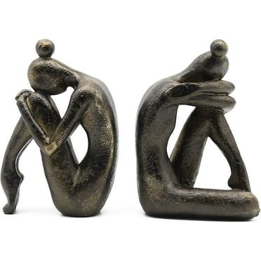 Thinker Decorative Bookends, Book Stopper Holder Nonskid, Book Ends for Shelves Living Room Office Home Decor, Resin, 1Pair/2Piece