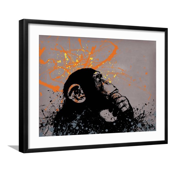 Art.com Thinker Monkey Giclee Print by The Graffiti Collection, Black Frame Wall Art, 29" x 23"